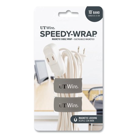 UT WIRE Speedy-Wrap Magnetic Cable Wrap, 0.82" x 10", Gray, 2PK UTW-SWM2-GY